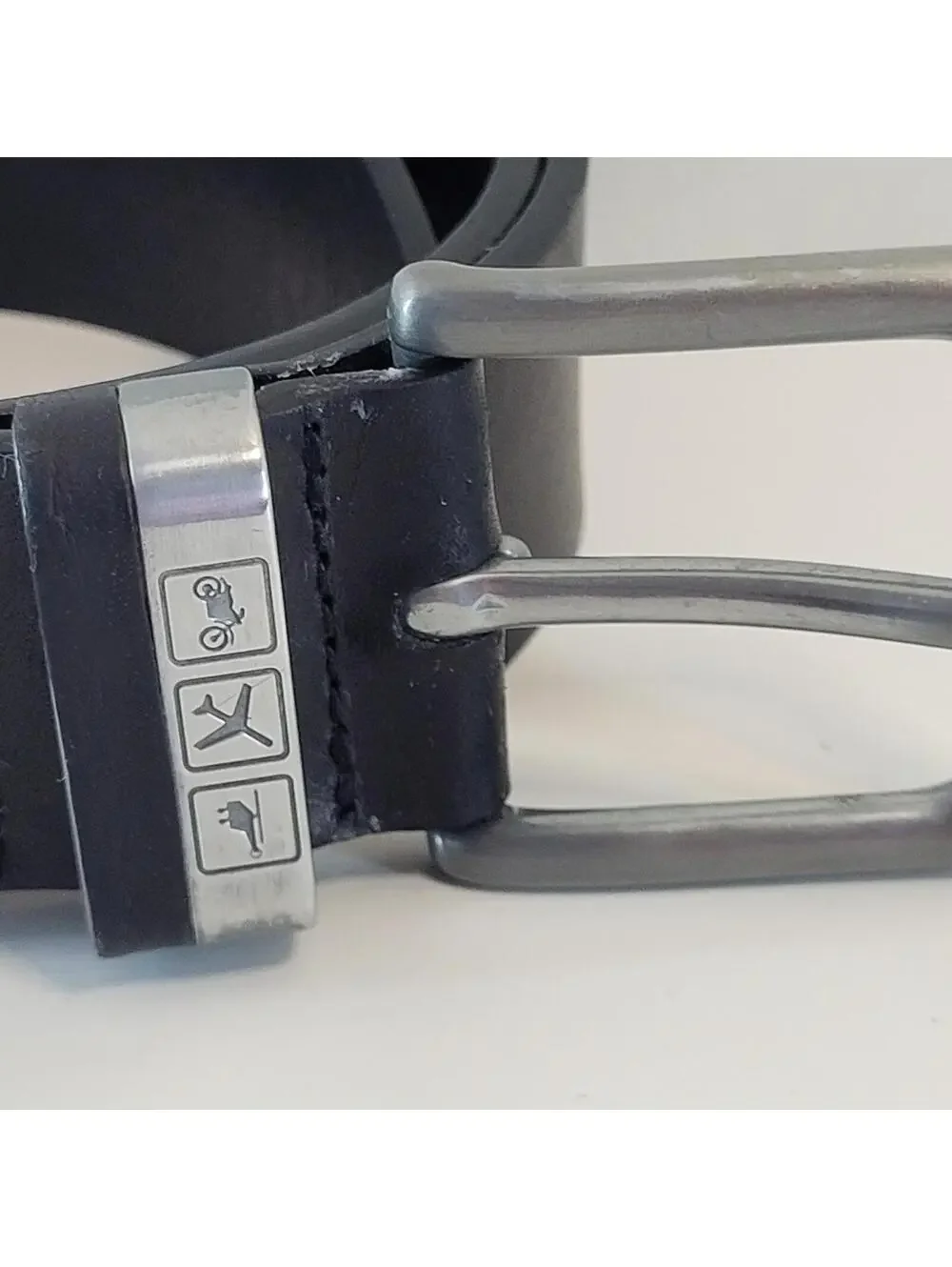 Black Leather Belt Travel Icons Airplane Motorcycle Helicopter 34